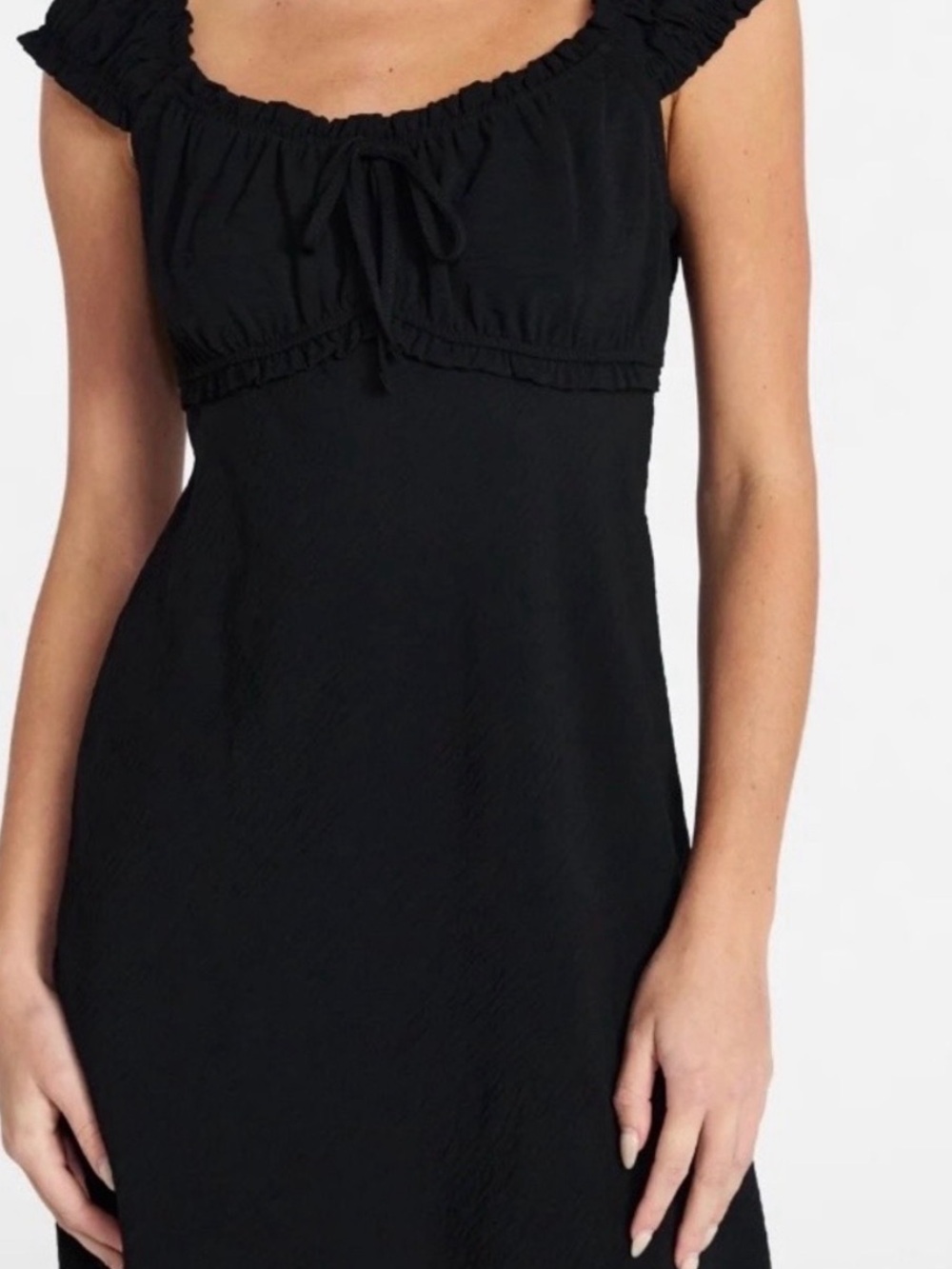 No Boundaries Black Ruffled Square-Neck Mini Dress